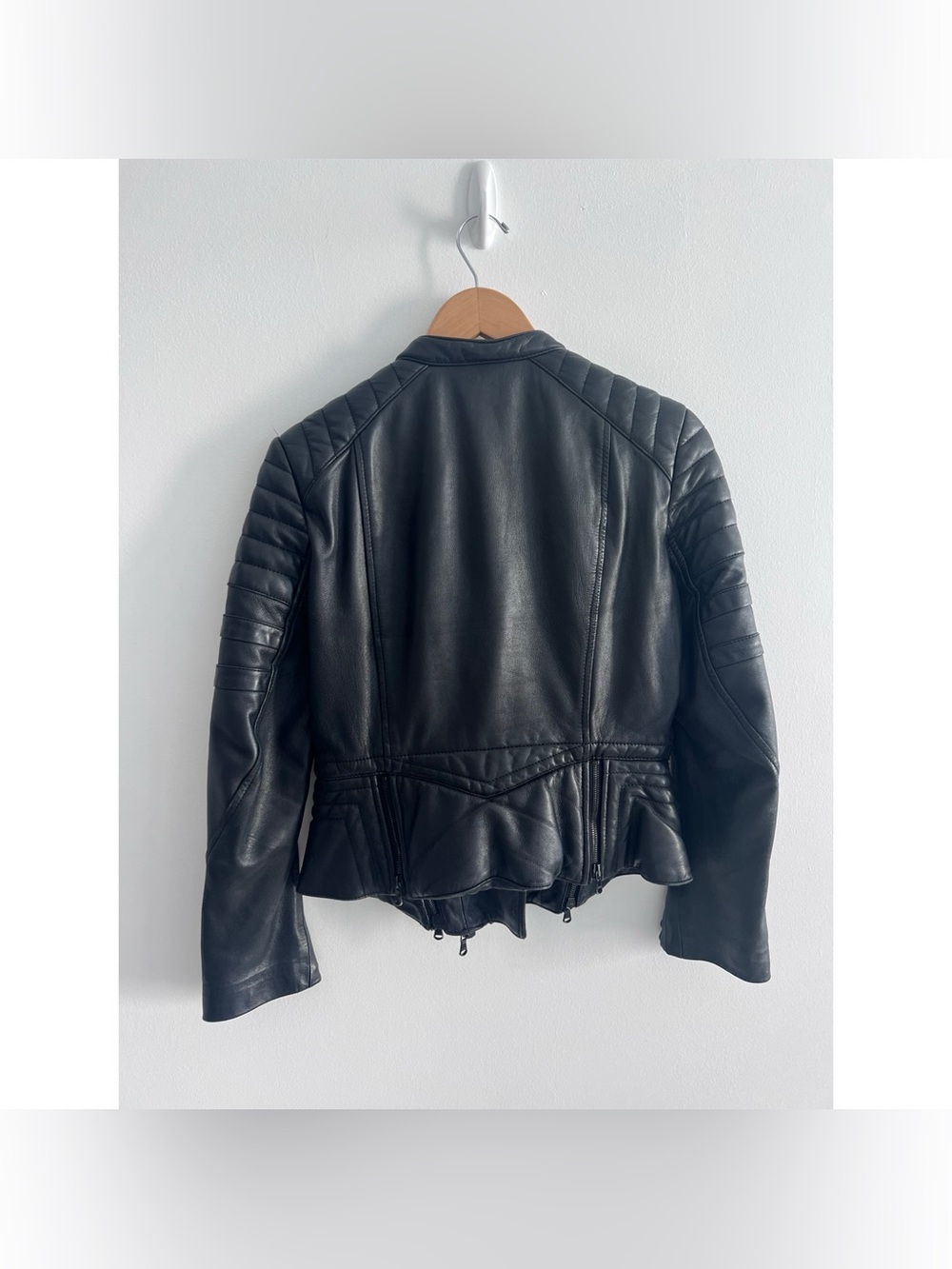 3.1 Phillip Lim coat size 4 black leather jacket moto quilted - Picture 5 of 10